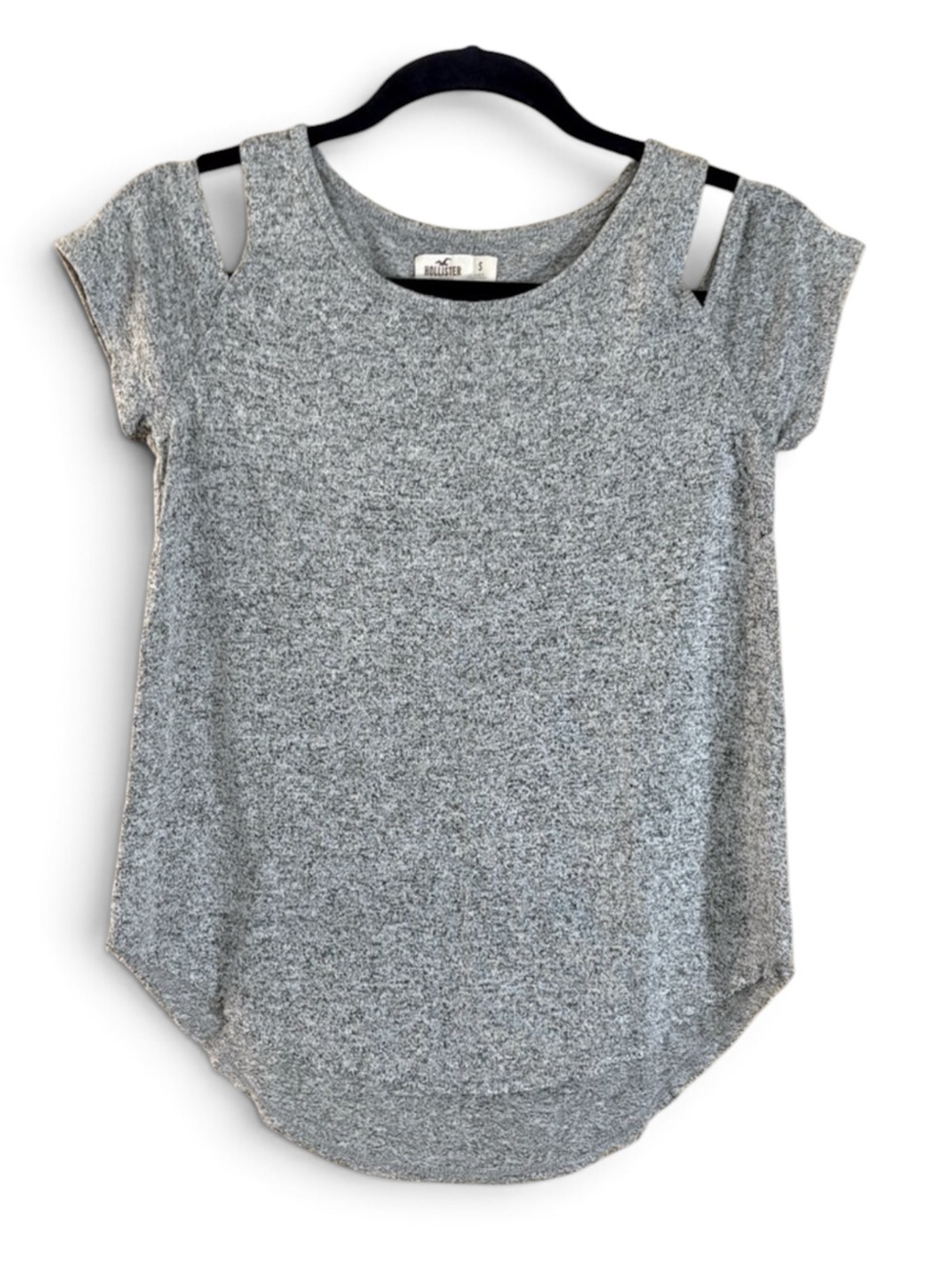 Hollister Light Gray Off-the-Shoulder Sweater Top